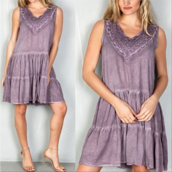 MODA ME COUTURE Dresses & Skirts - DUSTY MAUVE TIER SHIFT DRESS